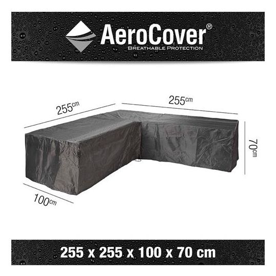 AeroCover Loungeset beschermhoes L-vorm255x255x100x70 - Antraciet - afbeelding 2