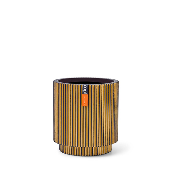 Capi Vaas Cilinder Groove 11x12 cm - Zwart Goud