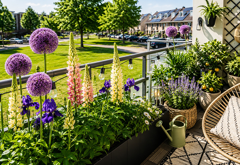 Bloemen plukken van eigen balkon Bloemen plukken van eigen balkon