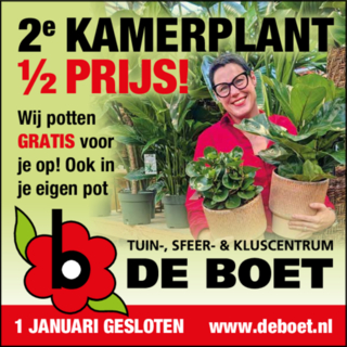2e kamerplant halve prijs!