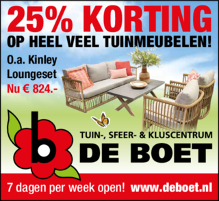 25% Korting op heel veel tuinmeubelen