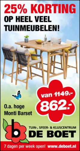 25% Korting op tuinmeubelen!