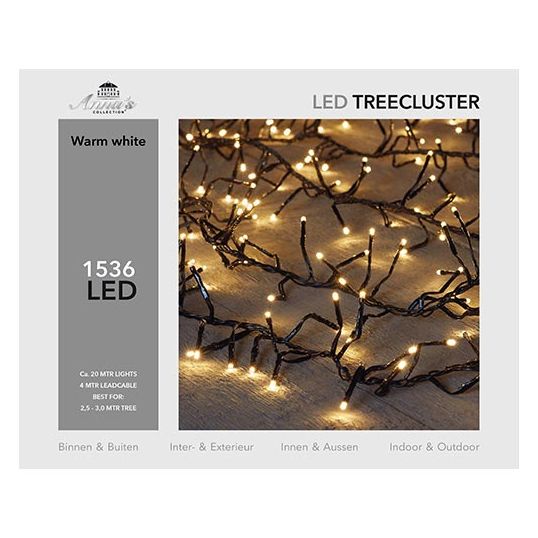Kerstboom Clusterverlichting 20 m - Warm wit