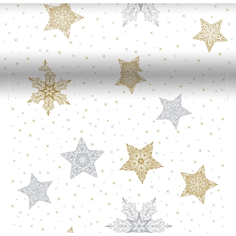 Duni 3-in-1 Rol Snowstars White - 40x480 cm