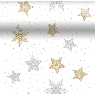 Duni 3-in-1 Rol Snowstars White - 40x480 cm