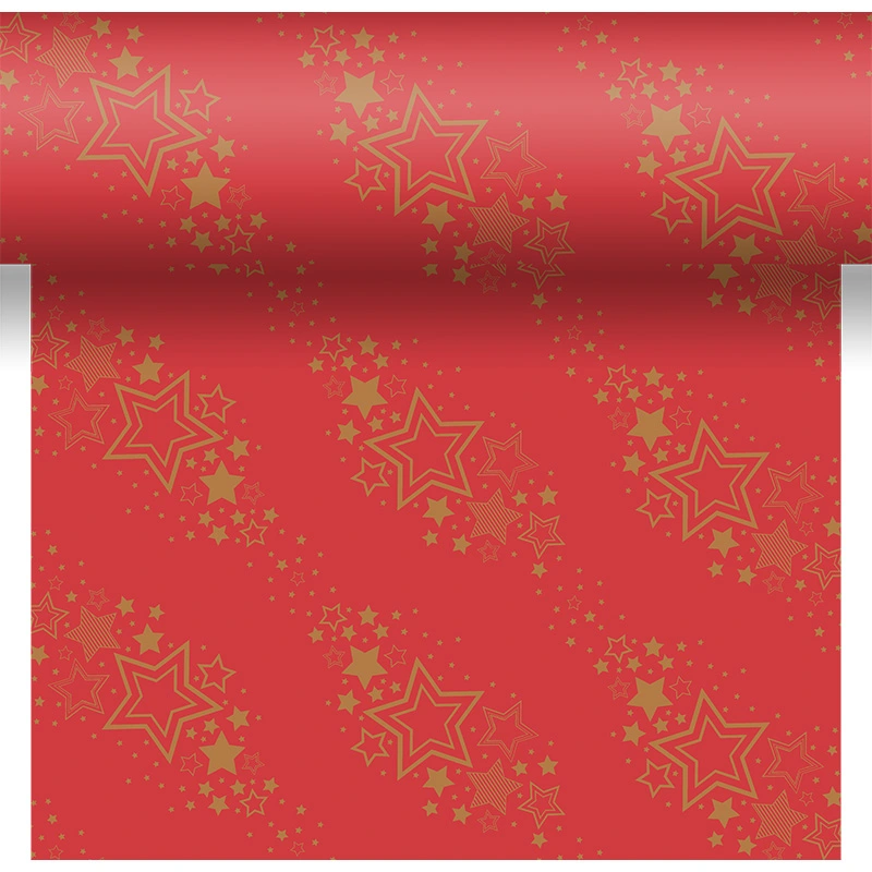 Duni 3-in-1 Rol Holiday Star Red - 40x480 cm