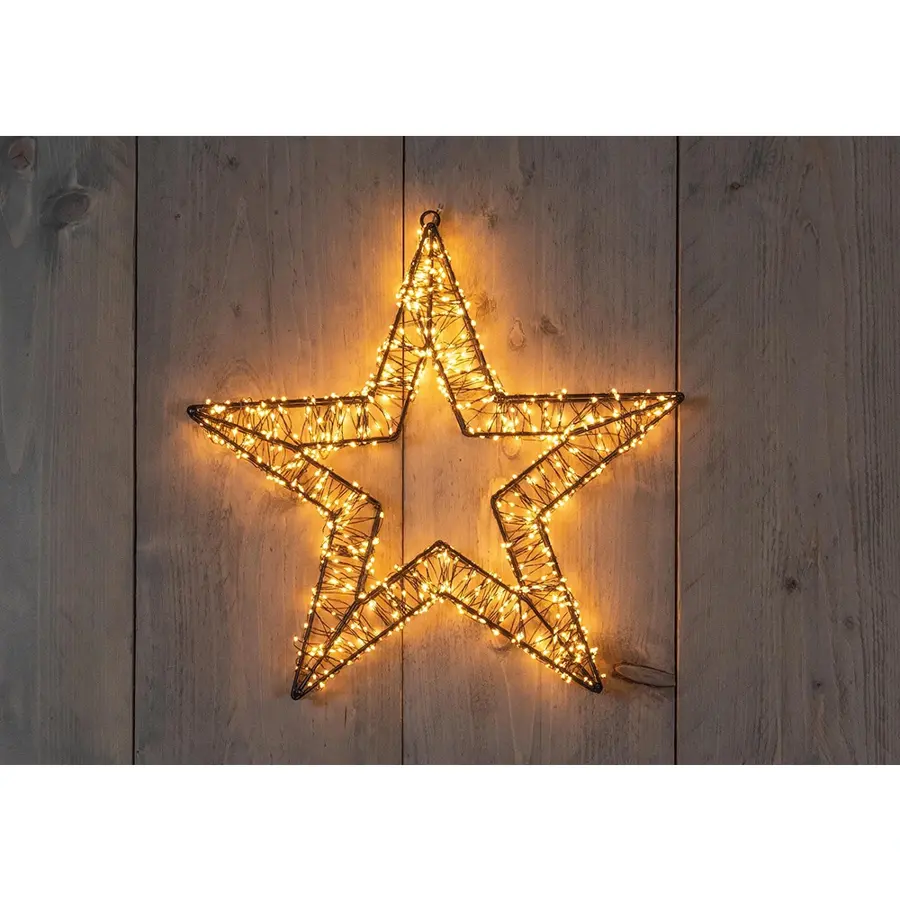 LED Kerstster 3D metaal - 36x3 cm