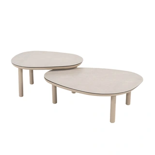 4 Seasons Outdoor Monroe Salontafel Set Latte - Ø65/Ø80 cm - afbeelding 1