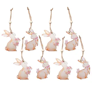 Houten Hangers Konijnen 5x7,5 cm - 8 st. | Tuincentrum De Boet