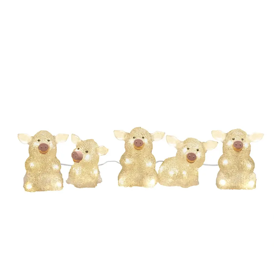 Konstsmide LED Set van 5 varkentjes Acryl - 10,5x12,5 cm - afbeelding 1