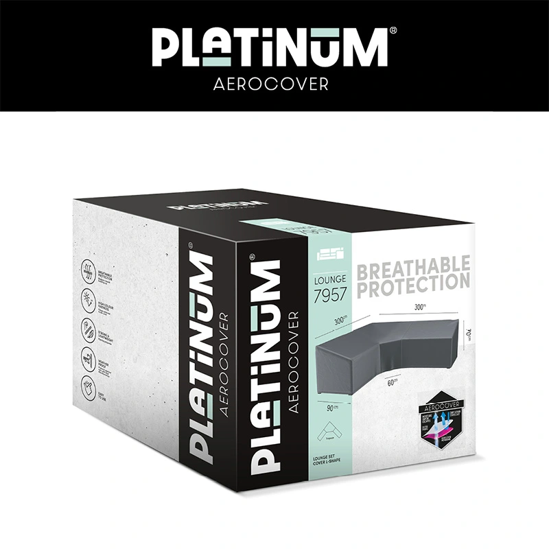 AeroCover Loungeset beschermhoes  L-vorm 300x300x90x65/90 - Antraciet - afbeelding 3