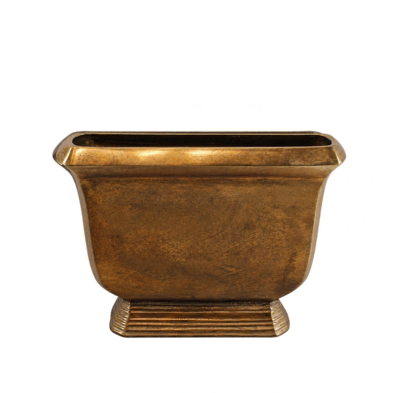Vase aluminium Oval Ant.brass - 36x8x27 cm