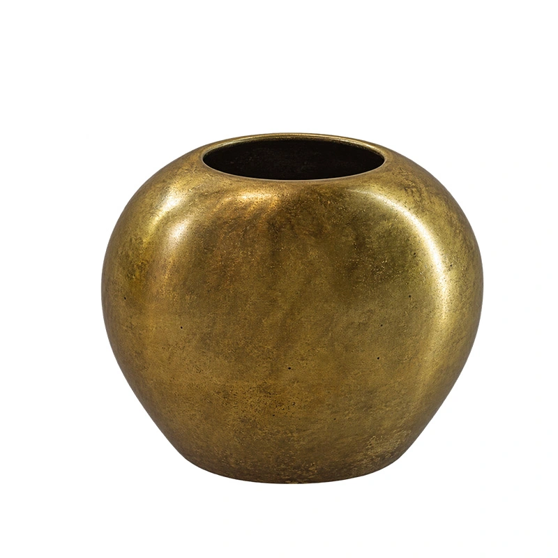 Vase aluminium Oval Ant.gold L  - 28x14x23 cm