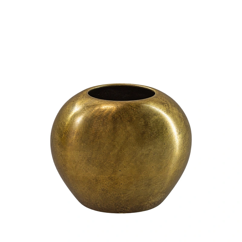 Vase aluminium Oval Ant.gold S  - 28x13x17 cm