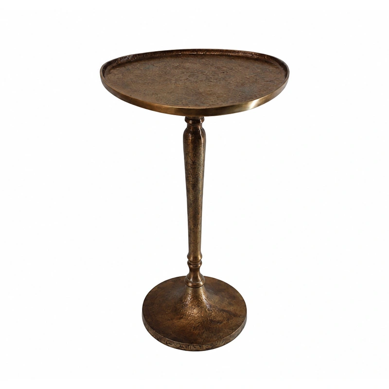 Bijzettafel Aluminium Ant.brass Shiny - 38x63 cm