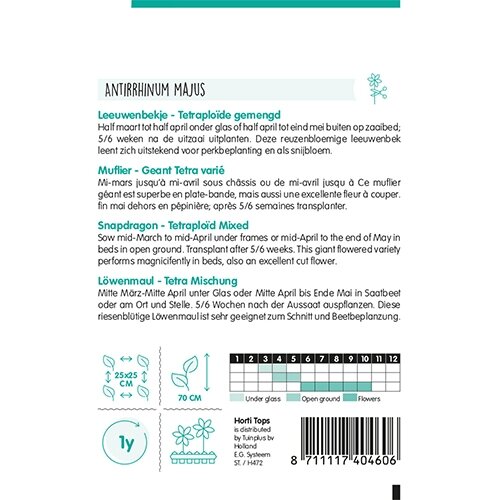 Horti Tops Antirrhinum, Leeuwenbekje Tetraploide gemengd - afbeelding 2