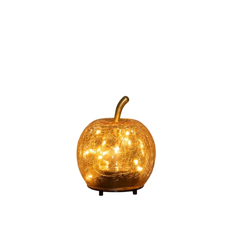 LED Appel Glas Crackle 11x12 cm - Amber - afbeelding 1