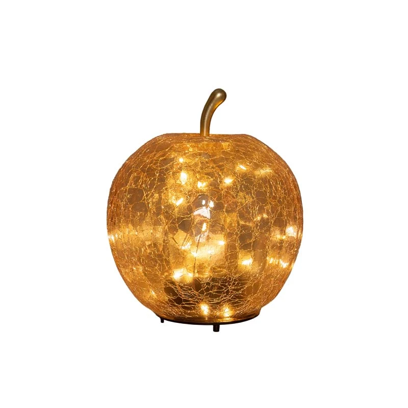 LED Appel Glas Crackle 15x17 cm - Amber - afbeelding 1