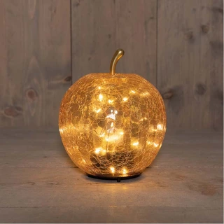 LED Appel Glas Crackle 15x17 cm - Amber - afbeelding 2