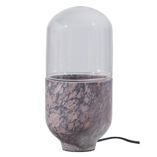 Woood Exclusive Asel Tafellamp Marmer Glas Grijs Bruin - afbeelding 1