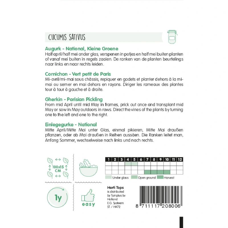 Horti Tops Augurken National - Kleine Groene - afbeelding 2