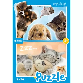 Rebo Baby animals - puzzel 2 x 24 st.