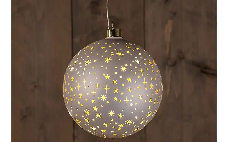LED Bal Glas Sterren 15 cm - Champagne - afbeelding 1