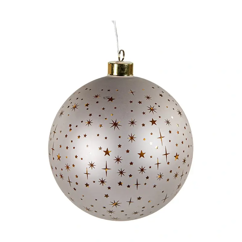 LED Bal Glas Sterren 15 cm - Champagne - afbeelding 2