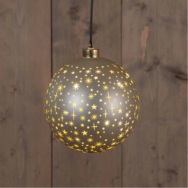 Bal Glas Draaiend LED 15 cm - Champagne - afbeelding 2