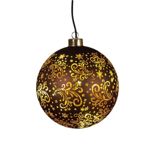 Bal Glas Draaiend LED 15 cm - Donkerbruin
