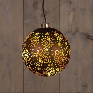 Bal Glas Draaiend LED 15 cm - Donkerbruin - afbeelding 2