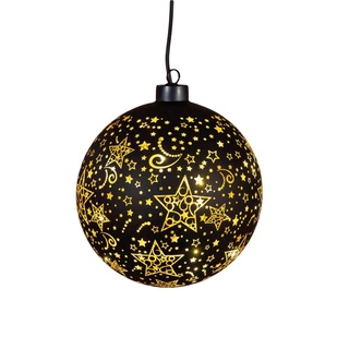 Bal Glas Draaiend LED 15 cm - Zwart/Goud