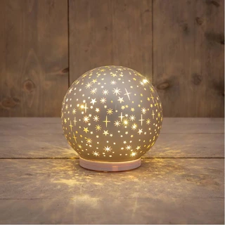 Bal Glas Op Voet Draaiend LED 15 cm - Champagne - afbeelding 2