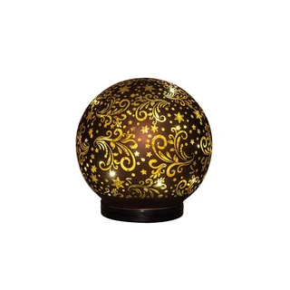 Bal Glas Op Voet Draaiend LED 15 cm - Donkerbruin