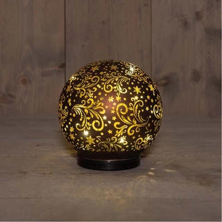 Bal Glas Op Voet Draaiend LED 15 cm - Donkerbruin - afbeelding 2