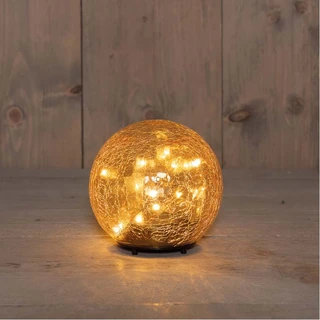 LED Bal Glas Crackle Ø12 cm - Amber - afbeelding 2