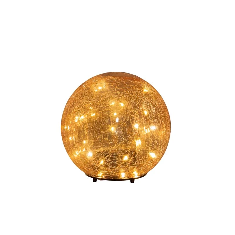 LED Bal Glas Crackle Ø15 cm - Amber - afbeelding 1