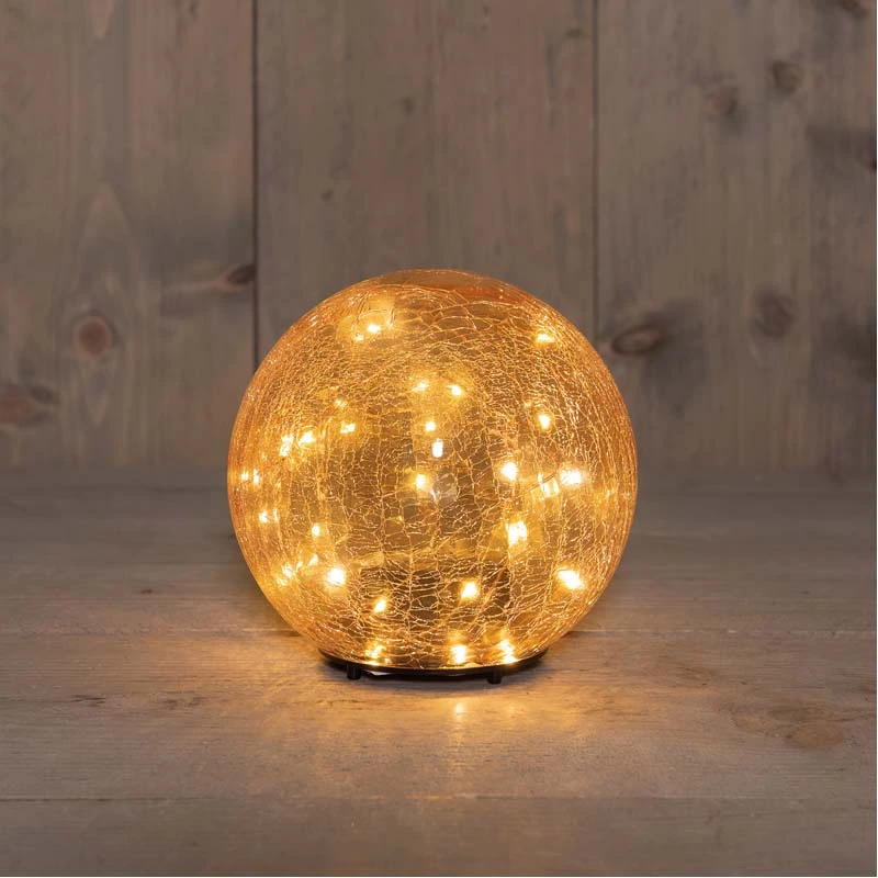 LED Bal Glas Crackle Ø15 cm - Amber - afbeelding 2