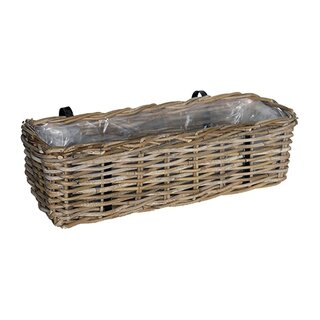 Balcony Planter Rattan Grey - 46x19x15 cm