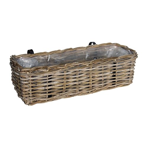 Balcony Planter Rattan Grey - 60x21x17 cm