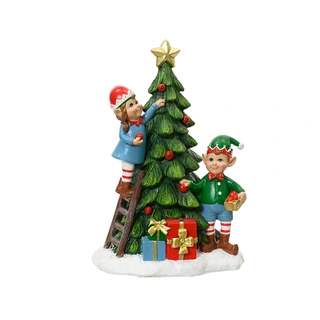 Beeldje Elfjes met Kerstboom - 20 cm