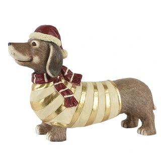 Kerstbeeld Hond met Muts - 40 cm