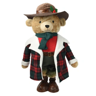 Beer Knuffel met Ruitjesjas Rood/Bruin - 117 cm - afbeelding 1