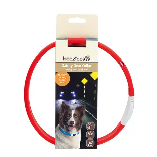 Beeztees Safety Gear Glowy Hondenhalsband Rood - Ø65 cm - afbeelding 1