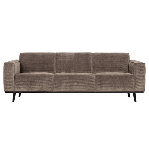 BePureHome Statement 3-zits Bank 230 Cm Brede Platte Rib Taupe - afbeelding 1