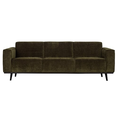 BePureHome Statement 3-zits Bank 230 Cm Brede Platte Rib Warm Groen - afbeelding 1