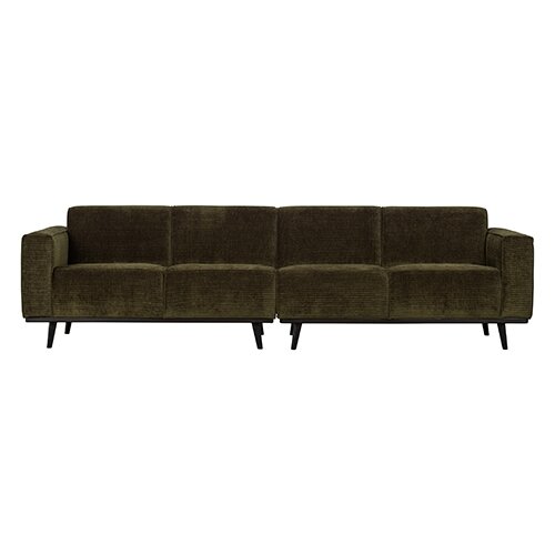 BePureHome Statement 4-zits Bank 280 Cm Platte Brede Rib Warm Groen - afbeelding 1