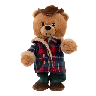 Knuffel Beer Ruitjesjas met Geluid - 32 cm - afbeelding 1