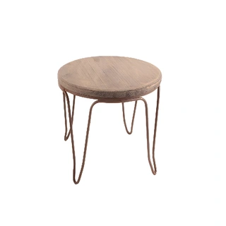 Bijzettafel Hout/Metaal - Ø34,5x29 cm