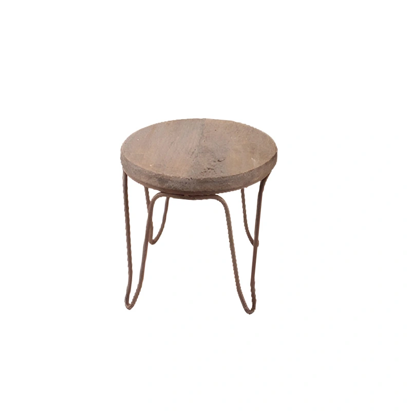 Bijzettafel Hout/Metaal - Ø28x24 cm